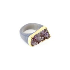 InspiRING 1/4 Gold Ametyst rozmiar 16. Fioletowe pierścionki damskie Brazi druse jewelry, z ametystem, złote. Za 320,00 zł.