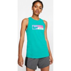 Nike Dri-FIT Icon Clash Podkoszulek Niebieski Zielony. Niebieskie podkoszulki damskie Nike, xs, z nadrukiem, z bawełny, bez rękawów. Za 111,95 zł.
