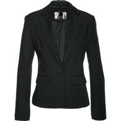 Żakiet z koronką bonprix czarny. Czarne żakiety damskie bonprix, w koronkowe wzory, z koronki. Za 89,99 zł.