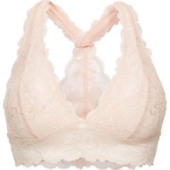 Biustonosz "opaska" bonprix pudrowy. Czerwone biustonosze bardotka bonprix, w koronkowe wzory, z koronki. Za 59,99 zł.