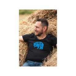 Koszulka męska PAPA BEAR blue. Białe koszulki męskie Funfara, m, bez wzorów, bez kołnierzyka, bez rękawów. Za 89,00 zł.