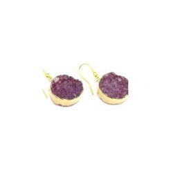 Earrings Okrągłe Agat Purpurowy złoto. Fioletowe kolczyki damskie marki Brazi druse jewelry, z agatem, złote. Za 220,00 zł.