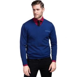 Sweter Dario SWN000019. Niebieskie swetry klasyczne męskie marki Giacomo Conti, na jesień, m, z materiału, klasyczne, z klasycznym kołnierzykiem. Za 229,00 zł.