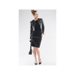 Spódnica z dzianiny z zamkami SL6077. Czarne spódniczki dzianinowe marki Soleil, s, midi. Za 84,00 zł.