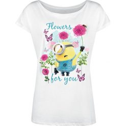 Bluzki damskie: Minions Flowers Koszulka damska biały