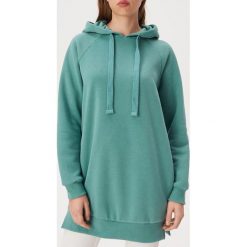 Długa bluza z kapturem - Turkusowy. Niebieskie bluzy damskie Sinsay, s, bez wzorów, z długim rękawem, długie, z kapturem. Za 59,99 zł.