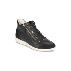 Buty Geox D MYRIA. Czarne trampki i tenisówki damskie Geox, bez wzorów, bez zapięcia. Za 415,20 zł.