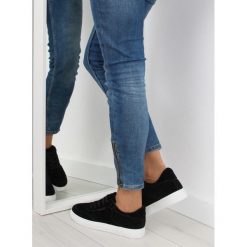 Trampki czarne zamszowe ABACUS. Czarne buty sportowe damskie FunKee.pl, bez wzorów, z tkaniny, bez zapięcia. Za 81,89 zł.