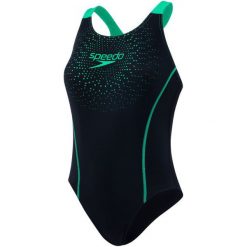 Speedo Strój Kąpielowy Damski, Jednoczęściowy Gala Logo Medalist, Czarno-Zielony 34. Czarne stroje kąpielowe damskie marki Speedo, bez wzorów, z tkaniny, sportowe. W wyprzedaży za 119,00 zł.