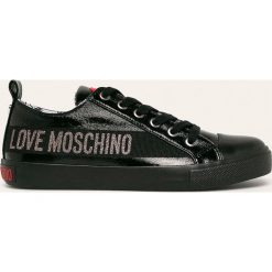 Love Moschino - Tenisówki. Czarne trampki i tenisówki damskie Love Moschino, bez wzorów, z gumy, na sznurówki. W wyprzedaży za 499,90 zł.
