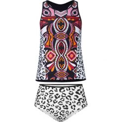 Tankini (2 części) bonprix czarno-biały leo. Czarne stroje kąpielowe damskie bonprix, z nadrukiem. Za 99,99 zł.