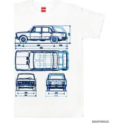 Koszulka FIAT 125 P tshirt. Białe koszulki męskie Pakamera, m, z nadrukiem, bez kołnierzyka. Za 77,00 zł.