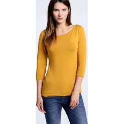 Bluzka - 163-70709 SEN. Żółte bluzki damskie Unisono, s, bez wzorów, z elastanu, bez kołnierzyka, bez rękawów. Za 39,00 zł.