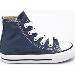 Converse - Trampki dziecięce. Niebieskie trampki chłopięce Converse, bez wzorów, z materiału, z okrągłym noskiem, bez zapięcia. W wyprzedaży za 139,90 zł.
