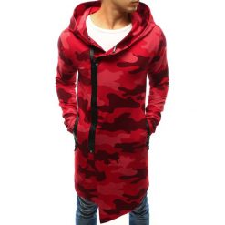 Bluzy męskie: Bluza męska rozpinana z kapturem camo czerwone (bx3239)
