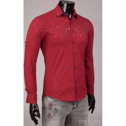 Męska koszula ELTON RED. Czerwone koszule męskie Męska koszula ELTON RED, s, bez wzorów, bez kołnierzyka, bez rękawów. W wyprzedaży za 59,00 zł.