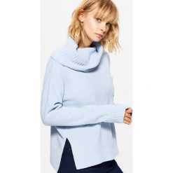 Golfy damskie: Sweter z odwijanym golfem – Turkusowy