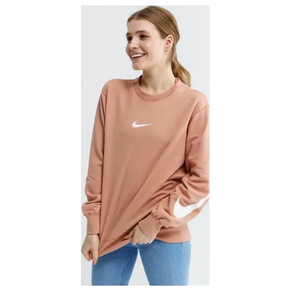 Nike Bluza W Nsw Swsh Crew Ls Ft , różowy, rozmiar S. Różowe bluzy damskie Nike, s, bez wzorów, z bawełny, bez rękawów, bez kaptura. W wyprzedaży za 179,99 zł.