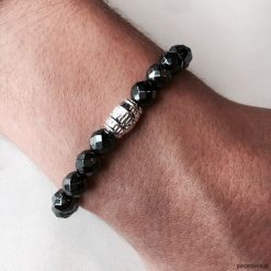 Bransoletka męska IRON SILVER. Szare bransoletki męskie marki Pakamera, z kryształem, złote. Za 180,00 zł.