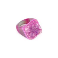 InspiRING Druza Agatu Fuksja rozmiar 17,5. Różowe pierścionki damskie Brazi druse jewelry, z agatem. Za 270,00 zł.