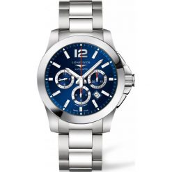 LONGINES CONQUEST L3.801.4.96.6. Niebieskie zegarki męskie marki LONGINES, ze stali. Za 7560,00 zł.