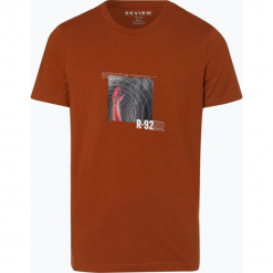 Review - T-shirt męski, beżowy. Brązowe t-shirty męskie z nadrukiem Review, l. Za 69,95 zł.