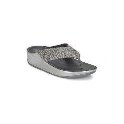 Sandały FitFlop CRYSTALL. Szare sandały damskie marki FitFlop, bez wzorów, bez obcasa, bez zapięcia. Za 401,21 zł.