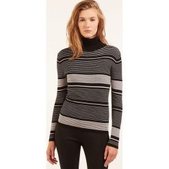 Golfy damskie: Sweter w kolorze czarno-kremowym