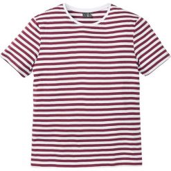 T-shirt Slim Fit bonprix biało-czerwony klonowy w paski. Białe koszulki męskie bonprix, xl, w paski, z okrągłym kołnierzem. Za 34,99 zł.