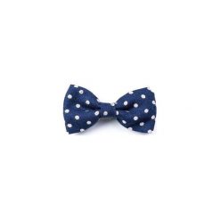 MUCHA GOTOWA BAWEŁNIANA BLUE SPOTS. Niebieskie muszki męskie marki R3s men's accessories, bez wzorów, z bawełny. Za 49,00 zł.