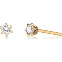 Zjawiskowe Kolczyki Złote - złoto żółte 585, Brylant 0,12ct. Żółte kolczyki damskie marki W.KRUK, z brylantem, złote. Za 1490,00 zł.
