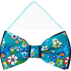 Turkusowa mucha w kwiaty A328. Niebieskie muszki męskie Adam Collection - Krawaty i dodatki, na co dzień, w kwiaty, z bawełny, eleganckie. Za 49,50 zł.