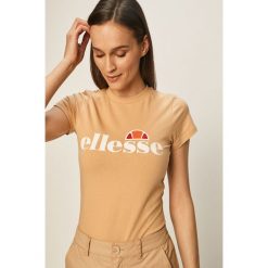 Ellesse - T-shirt. Białe bluzki damskie Ellesse, z nadrukiem, z elastanu, casualowe, z okrągłym kołnierzem, z krótkim rękawem. W wyprzedaży za 99,90 zł.