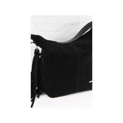 Zamsz-lico Shopper boho czarny. Czarne torby damskie na zakupy marki Fabiola, ze skóry, duże, zamszowe. Za 281,00 zł.