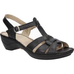 Sandały caprice 9-28355-26. Czarne sandały damskie Caprice, bez wzorów, ze skóry, eleganckie, bez obcasa, bez zapięcia. Za 269,99 zł.