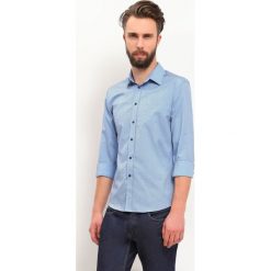Koszula długi rękaw męska. Niebieskie koszule męskie Top Secret, m, bez wzorów, eleganckie, z klasycznym kołnierzykiem, z długim rękawem. W wyprzedaży za 39,99 zł.