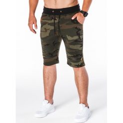 KRÓTKIE SPODENKI MĘSKIE DRESOWE W055 - ZIELONE/MORO. Zielone spodenki dresowe męskie marki Ombre Clothing, s, moro, krótkie. Za 59,00 zł.