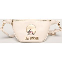 Love Moschino - Nerka. Białe nerki damskie Love Moschino, w paski, z materiału, małe, z aplikacjami. W wyprzedaży za 399,90 zł.