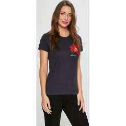 Only - Top. Niebieskie topy damskie marki ONLY, s, z aplikacjami, z bawełny, z okrągłym kołnierzem. W wyprzedaży za 34,90 zł.