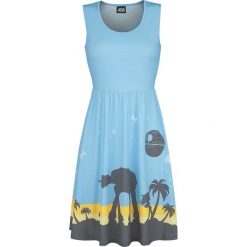 Star Wars Scarif Sukienka wielokolorowy. Niebieskie sukienki damskie marki Star Wars, m, z nadrukiem, retro, bez kołnierzyka, bez rękawów. Za 164,90 zł.