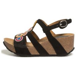 Desigual Sandały Damskie Shoes Odisea Flower Bead 41 Czarne. Czarne koturny damskie Desigual, bez wzorów, na wysokim obcasie, na koturnie, bez zapięcia. W wyprzedaży za 245,00 zł.