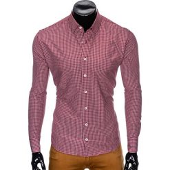 KOSZULA MĘSKA W KRATĘ Z DŁUGIM RĘKAWEM K426 - BORDOWA/BIAŁA. Czerwone koszule męskie Ombre Clothing, s, bez wzorów, bez kołnierzyka, z długim rękawem. Za 49,00 zł.