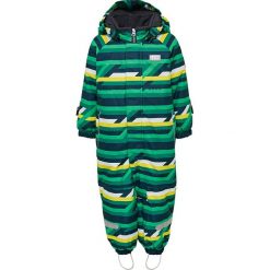 Kombinezon zimowy w kolorze zielono-żółtym. Zielone kombinezony niemowlęce Legowear, na zimę, w paski. W wyprzedaży za 239,95 zł.