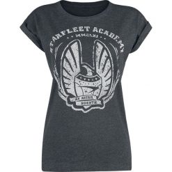 Star Trek Starfleet Academy Koszulka damska odcienie ciemnoszarego. Szare bluzki z odkrytymi ramionami marki Star Trek, s, z nadrukiem, retro, z okrągłym kołnierzem. Za 42,90 zł.