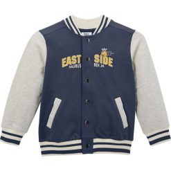 Bluza rozpinana chłopięca w stylu college bonprix indygo - naturalny melanż. Niebieskie bluzy chłopięce bonprix, w paski, z bawełny, bez rękawów, bez kaptura. Za 79,99 zł.