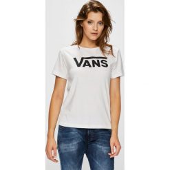 Vans - Top. Szare topy damskie Vans, l, z nadrukiem, z bawełny, z okrągłym kołnierzem. W wyprzedaży za 99,90 zł.