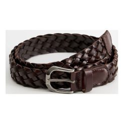 Mango Man - Pasek skórzany Woven. Pomarańczowe paski męskie Mango Man, w paski, ze skóry. W wyprzedaży za 83,90 zł.