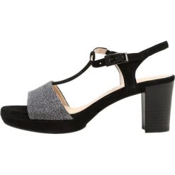 Gabor WIDE FIT Sandały na platformie argento/schwarz. Czarne rzymianki damskie Gabor, z materiału, na platformie. Za 499,00 zł.