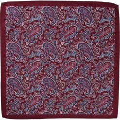 Bordowa Elegancka Męska Poszetka -ALTIES- Wzór Paisley, Łezka POSZALTTANIA0261. Czerwone poszetki męskie Alties, bez wzorów, z materiału, eleganckie. Za 16,90 zł.