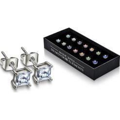 Kolczyki damskie: Pozłacane kolczyki (7 par) z kryształami Swarovski